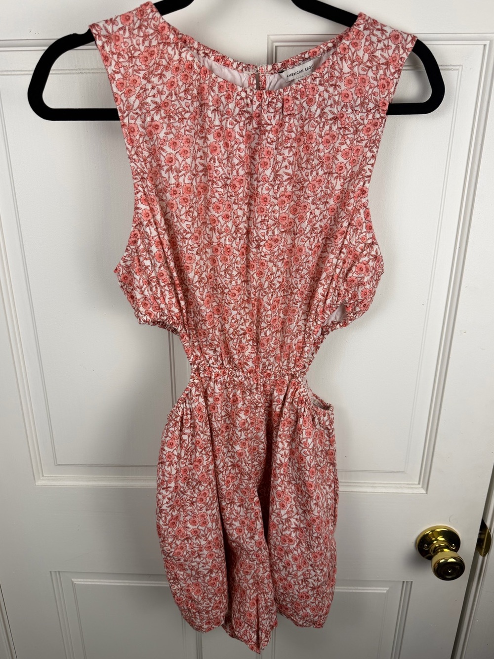 American Eagle Sleeveless Coral Floral Romper